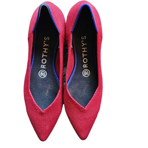 Rothy's The Point in Chili Red Women's Size 7 Slip On Pointed Knit Ballet Flats - Picture 1 of 8